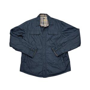 Men’s Prana Jacket vinyl navy w/plaid lining reversible 2000s